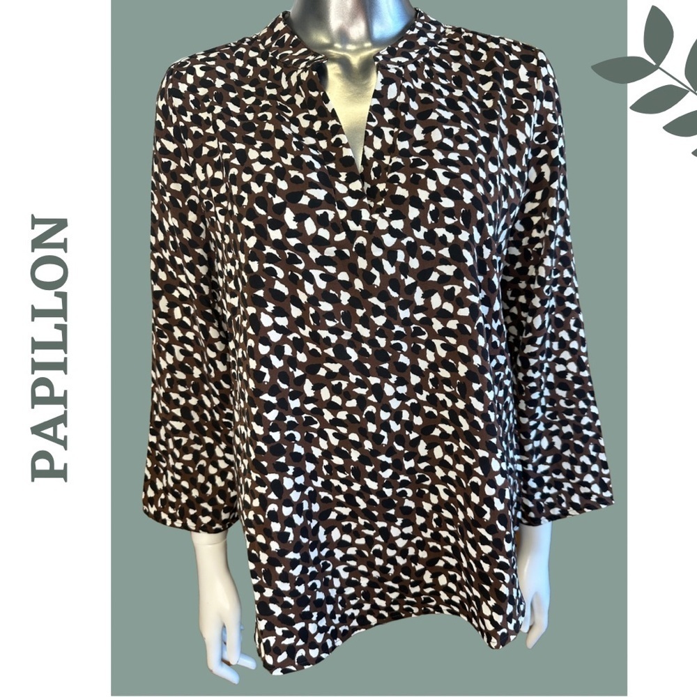 Papillon Spotted 3/4 Sleeve Blouse — New With Tags Size Small - Picture 3 of 9